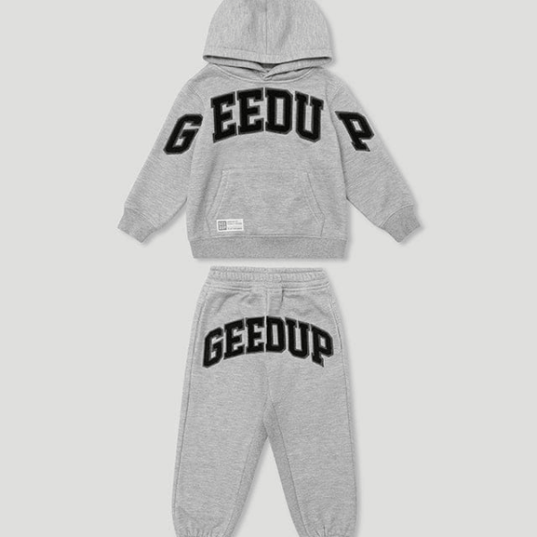Geedup Team Logo Kids Tracksuit Grey/Black