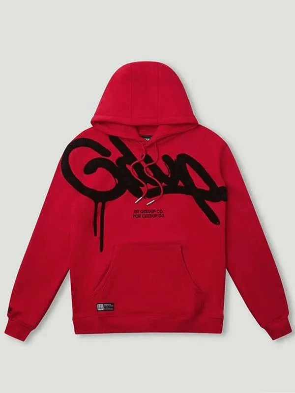Geedup Handstyle Hoodie Red & Black Geedup Handstyle Hoodie Red & Black