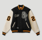 Geedup x Trapstar Letterman Jacket Black/Cream/Orange