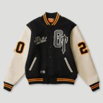 Geedup x Trapstar Letterman Jacket Black/Cream/Orange