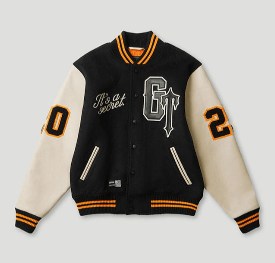 Geedup x Trapstar Letterman Jacket Black/Cream/Orange