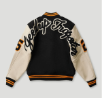 Geedup x Trapstar Letterman Jacket Black/Cream/Orange