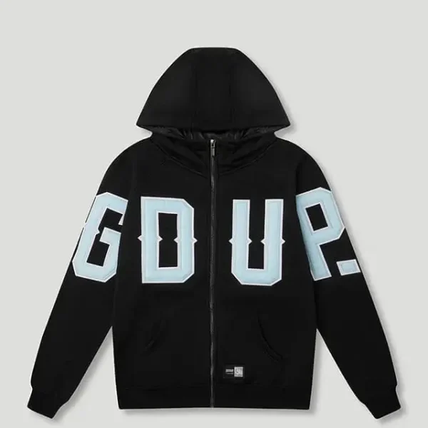 G.D.U.P Zip Hoodie Black-Cool Blue