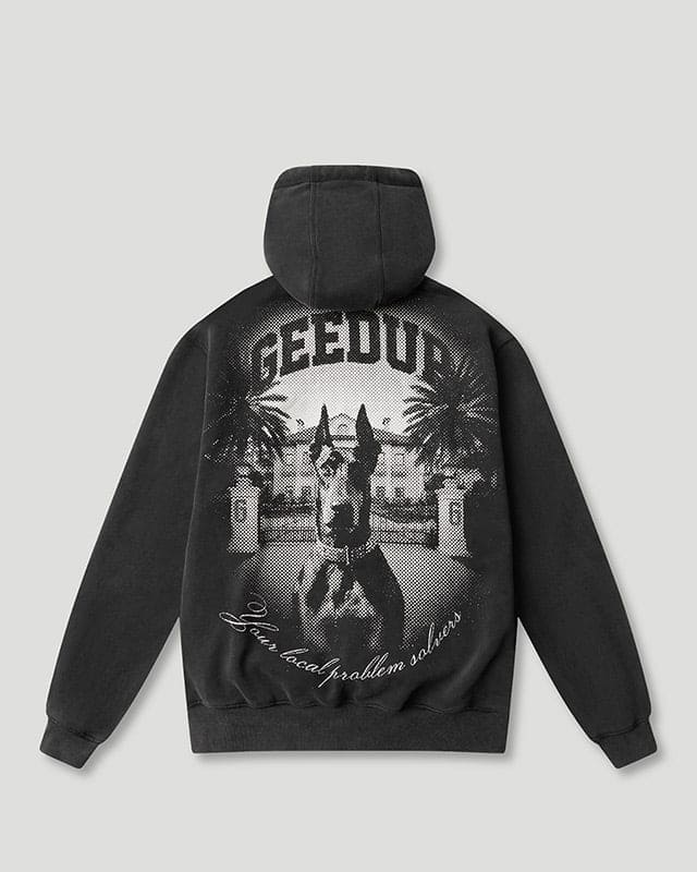 Geedup Dobermann Hoodie Washed Black Geedup Dobermann Hoodie Washed Black