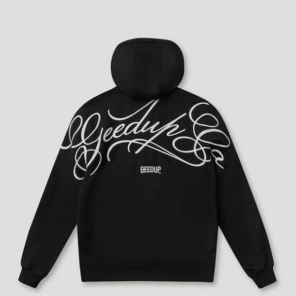 Geedup Cursive Logo Hoodie Black/White