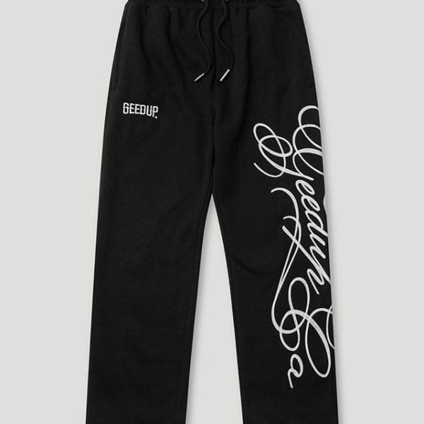 Geedup Cursive Logo Trackpant Black/White