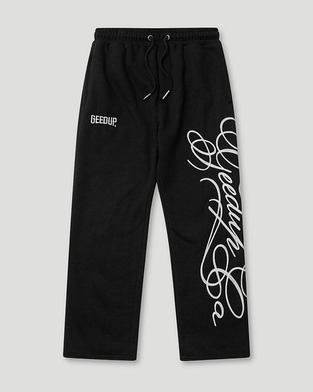 Geedup Cursive Logo Trackpant Black/White Geedup Cursive Logo Trackpant Black/White