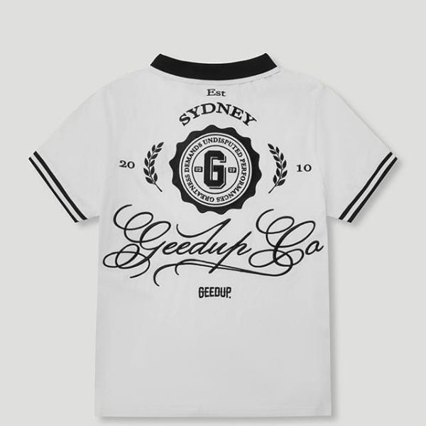 Geedup Cursive Pique Polo White