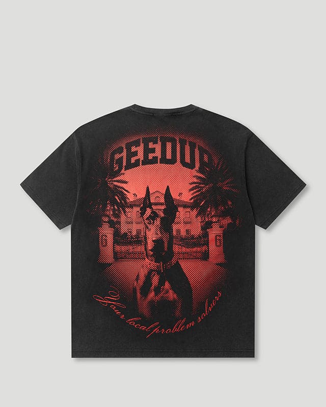 Geedup Dobermann T-shirt Washed Black/Red Geedup Dobermann T-shirt Washed Black/Red