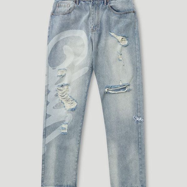 Geedup Handstyle Denim Pant Washed Blue