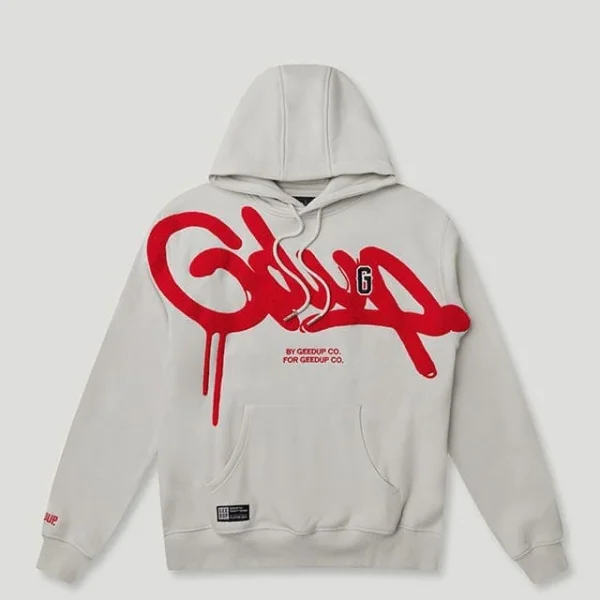 Geedup Handstyle G Hoodie Light Grey/Red