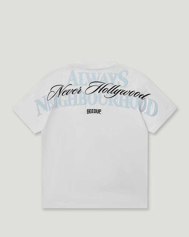 Geedup Always Neighbourhood Tee - White Baby Blue Geedup Always Neighbourhood Tee - White/Baby Blue