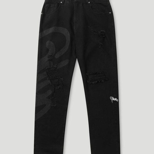 Geedup Handstyle Denim Pant Washed Black
