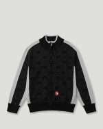 Geedup Mono Knitted Jacquard Zip Jacket Black/Grey