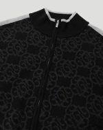 Geedup Mono Knitted Jacquard Zip Jacket Black/Grey