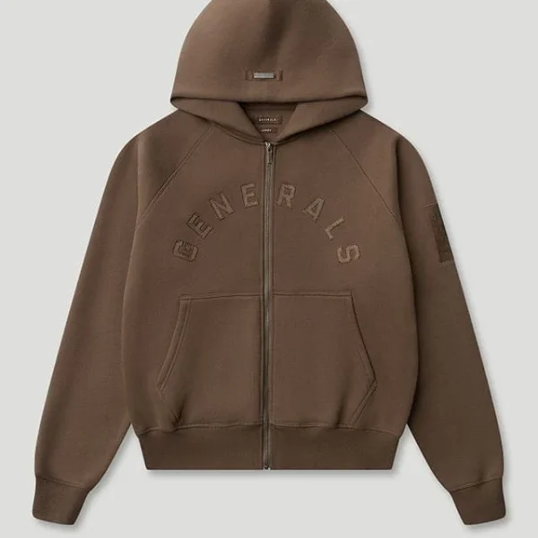 Generals Classic Fit Raglan Zip Hoodie Chestnut