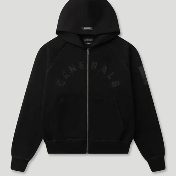 Generals Classic Fit Raglan Zip Hoodie Jet Black