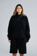 Generals Oversized Qtr Zip Jet Black