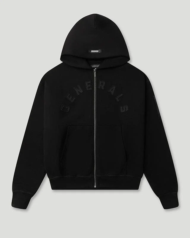 Generals Oversized Zip Hoodie Jet Black Generals Oversized Zip Hoodie Jet Black