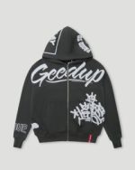 Geedup Multi-Logo Zip Jacket Charcoal/White